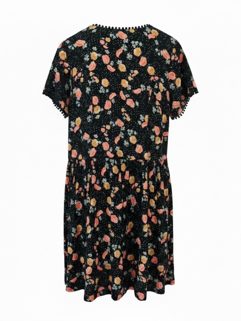 Xhilaration Black Mini Dress with Pink & Yellow Floral Print